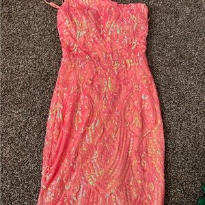 Windsor Strapless Coral Sequin Dress